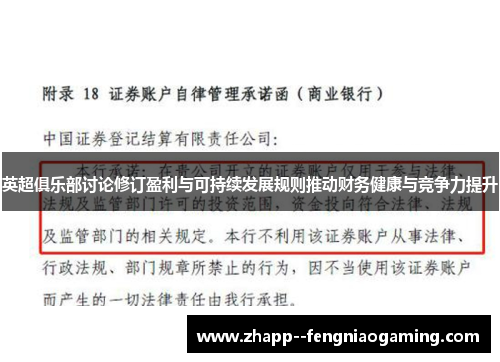 英超俱乐部讨论修订盈利与可持续发展规则推动财务健康与竞争力提升