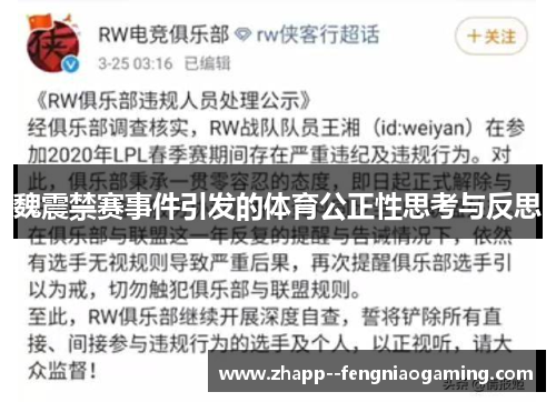 魏震禁赛事件引发的体育公正性思考与反思